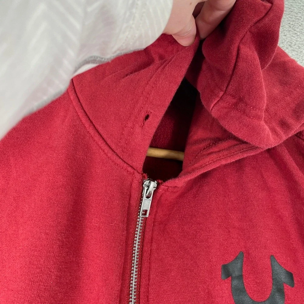 True Religion Zip Up Hoodie Mens Medium Red Buddha World Tour‎ Graphic Y2K Style